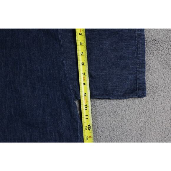 Eskandar 1 Top Blue Denim One Pocket Short Sleeve Cotton Boat Neck Tunic Poland - Picture 12 of 13